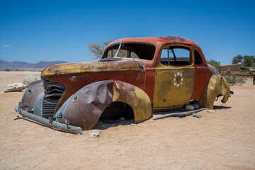 old car in the Namibia desert