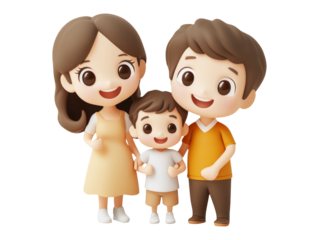 Happy Family in 3D Render for Parents Day Celebrations