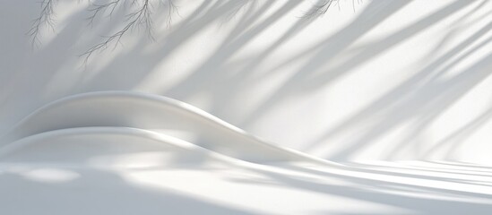 Obraz premium Tranquil minimalist white wall with soft shadows ideal for modern interior design inspiration and serene atmospheres.