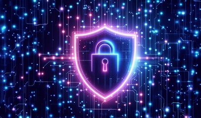 Lock cybersecurity internet, protect attacks from hacker. Password privacy on online. Secure data, virus cyber. Cyber security technology digital information. Cybersecurity. Shield with a lock symbol.