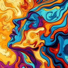 Fototapeta premium psychedelic abstract design visualizing AI interpreting human thoughts as vibrant,