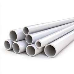 PVC pipes in different sizes, isolated white background