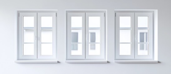 Obraz premium Symmetrical arrangement of modern white plastic windows on a clean white background perfect for home improvement and interior design projects