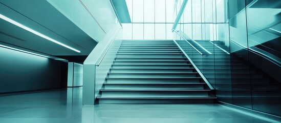 Contemporary office corridor with sleek stairs and innovative design elements highlighting modern interior trends and architectural aesthetics