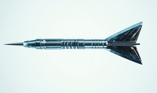 A sleek, metallic rocket design showcasing aerodynamic features.