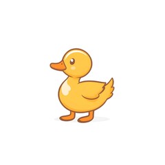 A cute, cartoon-style yellow duck standing upright with a cheerful expression.