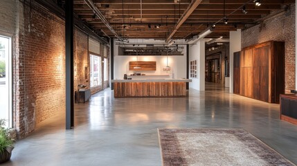 Modern industrial interior showcasing raw materials open spaces minimalist design and striking bold features in a chic environment