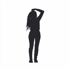 Stylish Woman Silhouette: Elegant Minimalist Vector Illustration. AI Generated