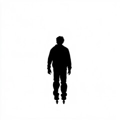 Fototapeta premium Silhouette of a Rollerblader Poised on a Blank Canvas: Minimalist Vector Illustration. AI Generated