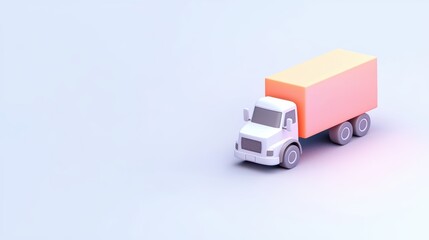 Delivery truck with pink box in light background isometric design