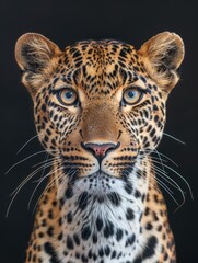 Obraz premium Young leopard with striking blue eyes.