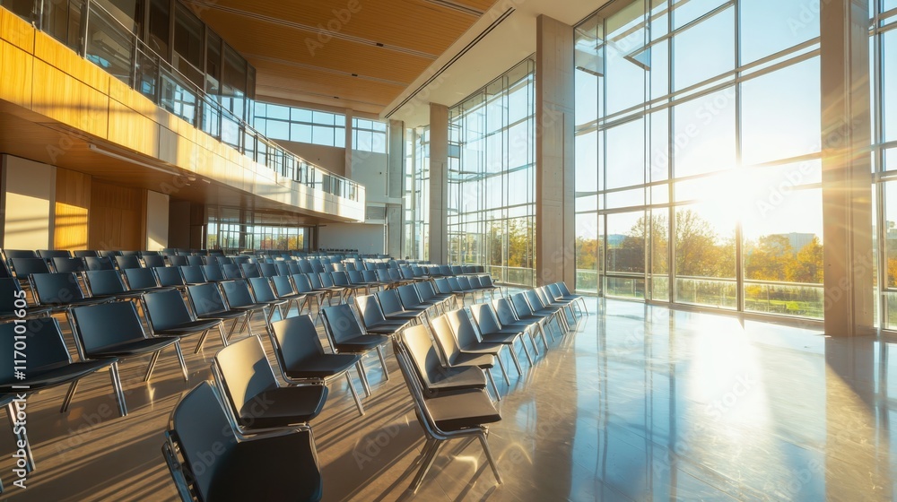 Poster collaborative learning space for professional courses in a modern corporate setting with interactive
