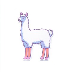 Fototapeta premium Charmingly Illustrated Fluffy Llama: Pastel Digital Art. AI Generated