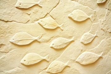 Carved fish stone wall art, textured background, home decor