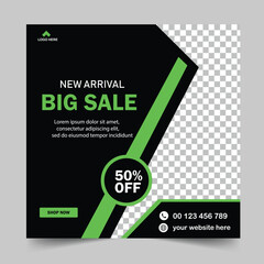 Social media post design template set for fashion sale.