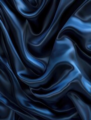 Fototapeta premium Smooth and shiny blue velvet fabric with rippling texture