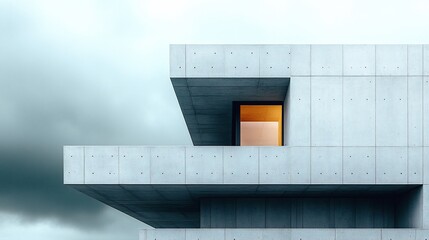 Obraz premium Modern Concrete Building With Illuminated Window