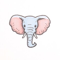 Fototapeta premium Charming Hand-Drawn Illustration: A Gentle Elephant Portrait. AI Generated