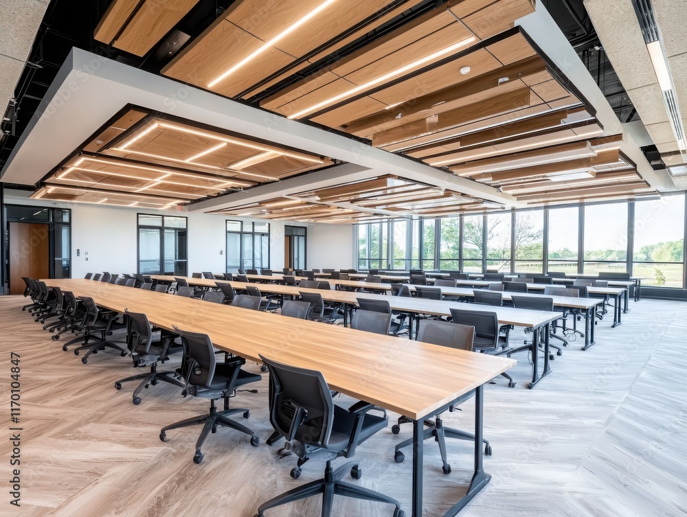 Poster innovative collaborative learning space for interdisciplinary projects modern office open environmen