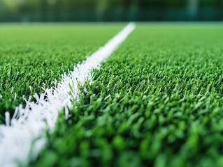 A well-maintained soccer field with white boundary lines.