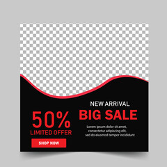 Naklejka premium social media post. banner. fashion offer sale web banner design template. Facebook cover. Instagram.