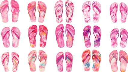 pink flip flop watercolor clipart