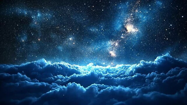 Dramatic digital art piece of a night sky with a starlit nebula over rolling cloud formations. It&rsquo;s used as a thumbnail for a digital asset.