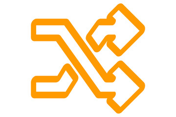 Outline Playback icon. Orange Calligraphic Outline Shuffle Icon