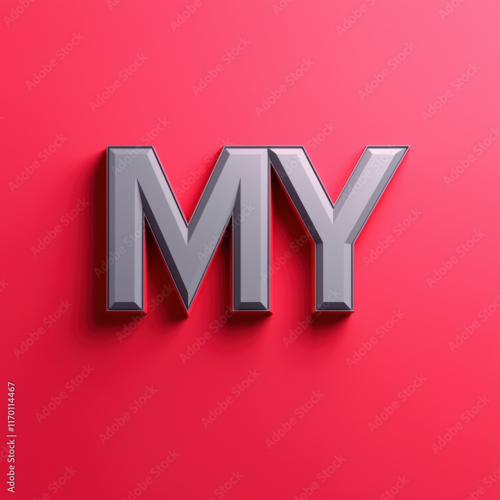 Poster glossy metallic text on vibrant red background with shiny finish