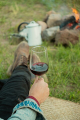 Copa de vino en naturaleza