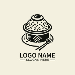 Chinese Nasi Lemak Logo Design, Asian Street Food Logo, Exotic Cuisine Logo, Nasi Lemak with a Chinese Twist Logo
