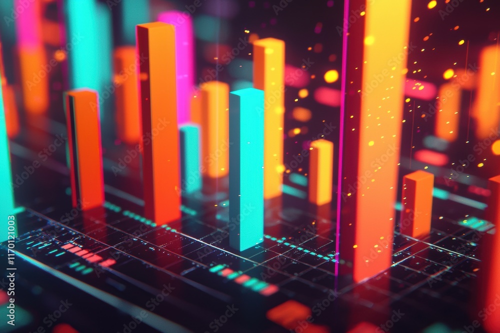 Aufkleber colorful digital bar graph representing data visualization trends