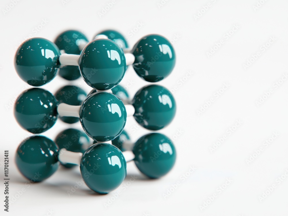 Poster green molecular structure on light background with 3d effect