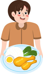 Happy kid eating healthy food