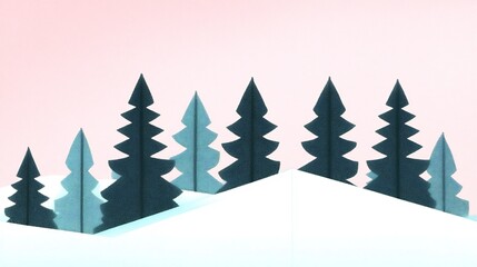 Naklejka premium Stylish Minimalist 3D Render of Winter Trees on Soft Pink Background. AI Generated