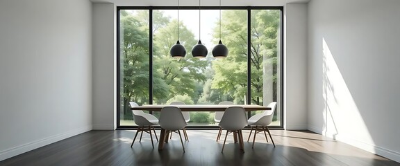 Modern Room with Dining Table Near Windows