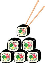 illustration of sushi rolls