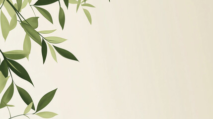 Obraz premium Serene Green Leaves Botanical Illustration on Off-White Background