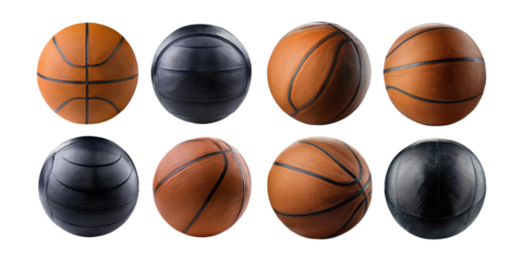 Variety of Basketballs on Transparent Background