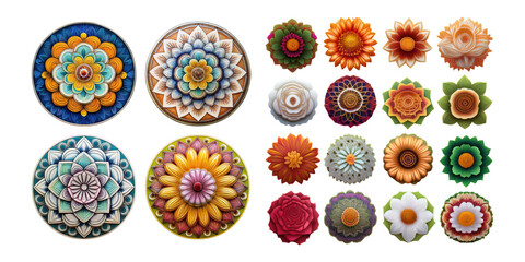 Fototapeta premium Colorful Floral Patterns on Circular Backgrounds