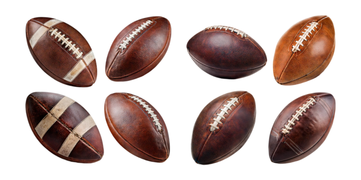 Vintage Leather Footballs Collection on Transparent Background - Powered by Adobe