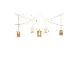 Decorative String of islamic Gold Lanterns Illustration
