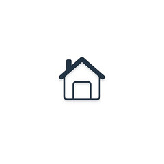 A flat, minimalist home icon with clean lines, simple and modern, on a white background.