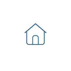A flat, minimalist home icon with clean lines, simple and modern, on a white background.