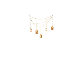 Decorative String of islamic Gold Lanterns Illustration
