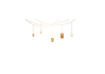 Decorative String of islamic Gold Lanterns Illustration