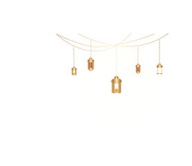 Decorative String of islamic Gold Lanterns Illustration