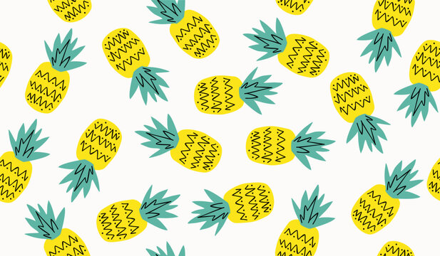 Cute pineapple fruits pattern background vector design