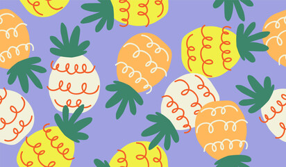 Cute pineapple fruits pattern background vector design