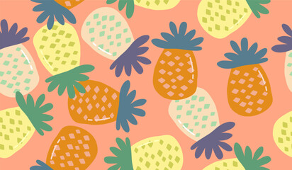 Cute pineapple fruits pattern background vector design